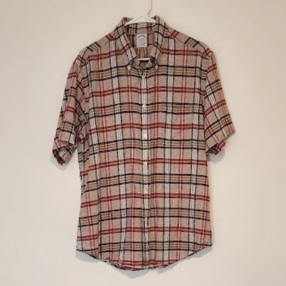 Brooks Brothers Men's Short Sleeve Button-down Shirt Size Large